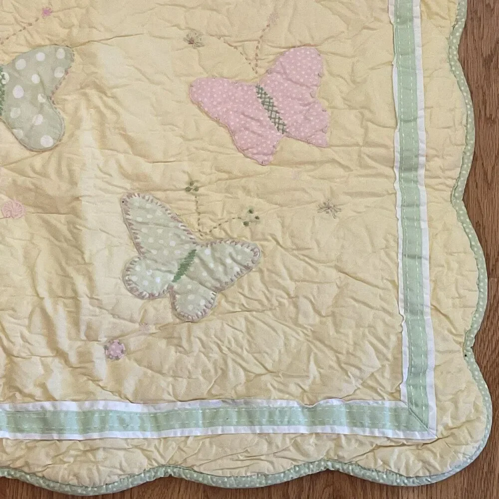 Pottery Barn Kids Standard Sham Quilted Patchwork Polka Dot Butterflies